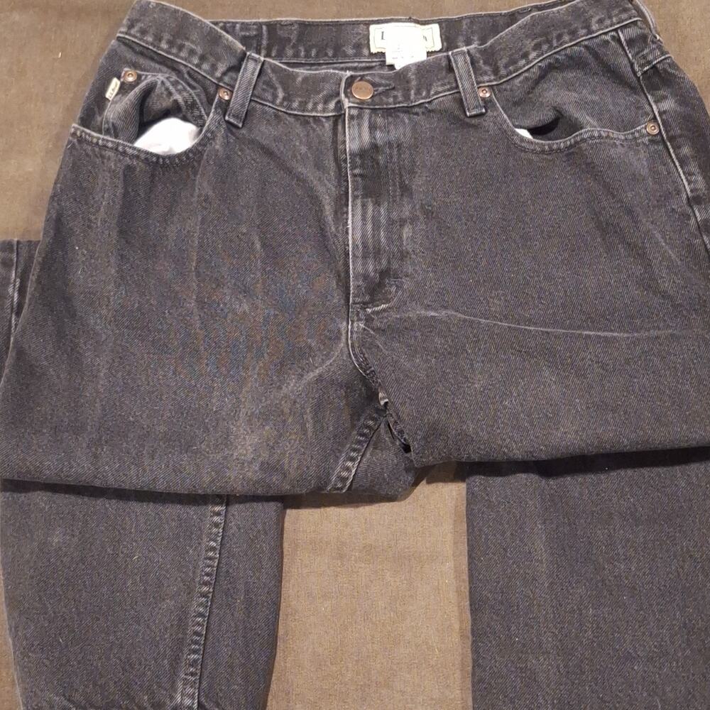 L.L. Bean Classic Fit Straight Black Cotton Denim Jeans 5-Pocket Design Men's